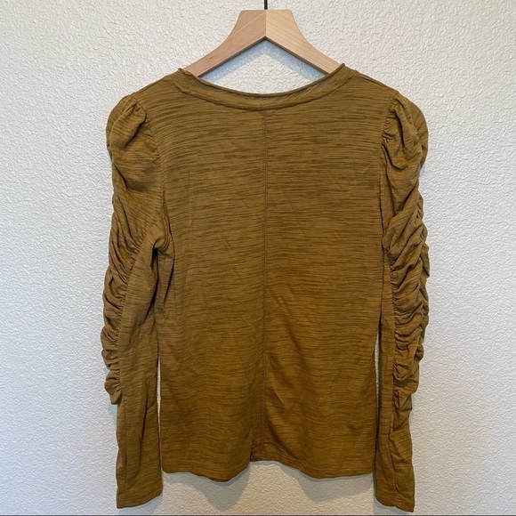 House of Harlow 1960 Shirt Ruched Long Sleeve Tee Bronze Olive S - Picture 2 of 10